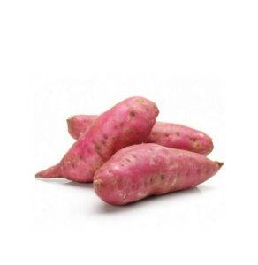 Close-up of vibrant Ruby Red Kumara potatoes